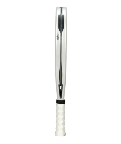 BULLPADEL Hack 04 Premier Padel 2026 padel racket with black and white design and ergonomic handle.